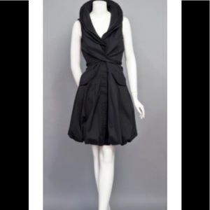 Samuel Dong Triple Wired Collar Bubble hem full zip front Dress in Black Size S